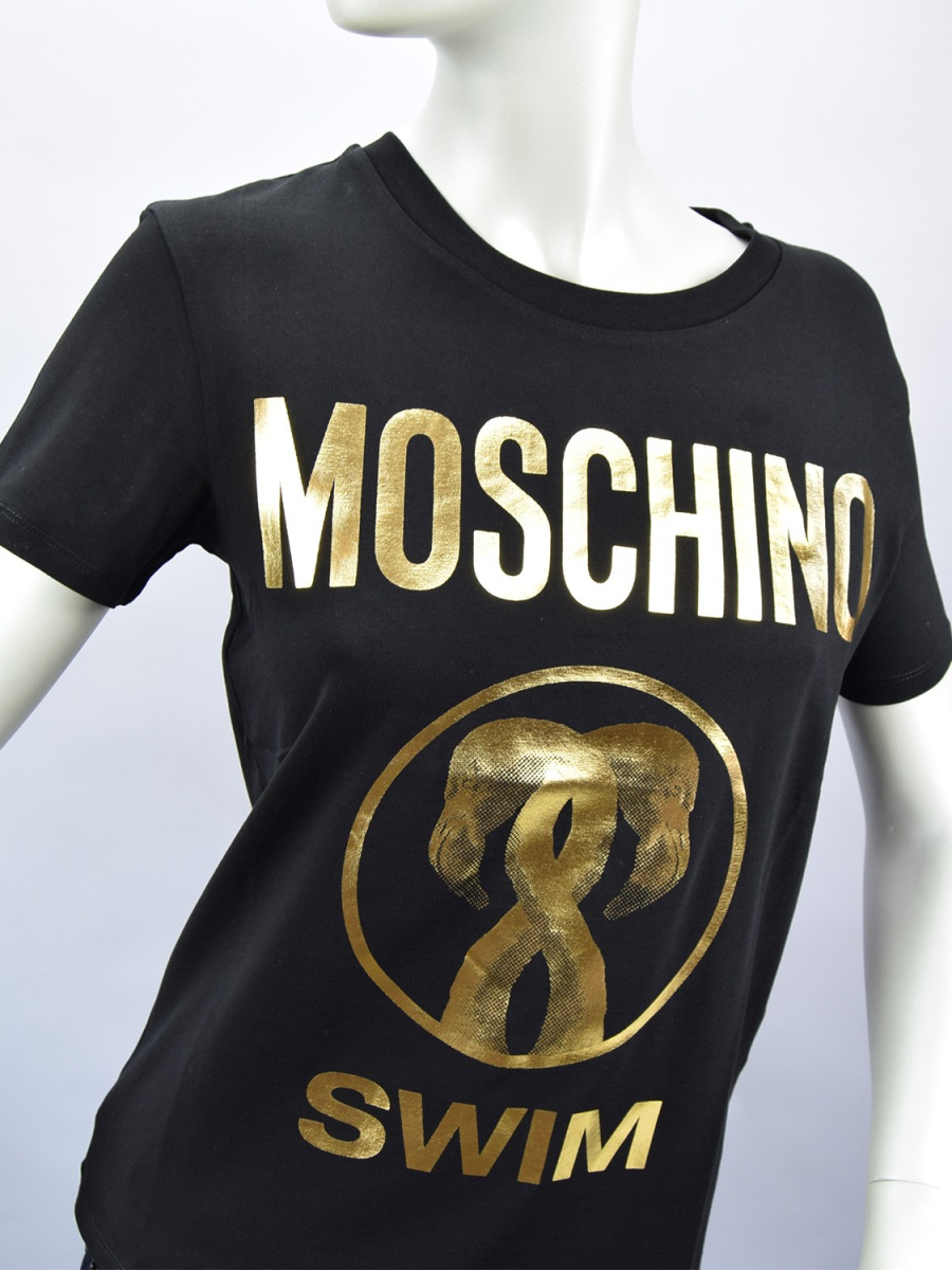 Moschino Swim T-shirt Donna Logo Oro
