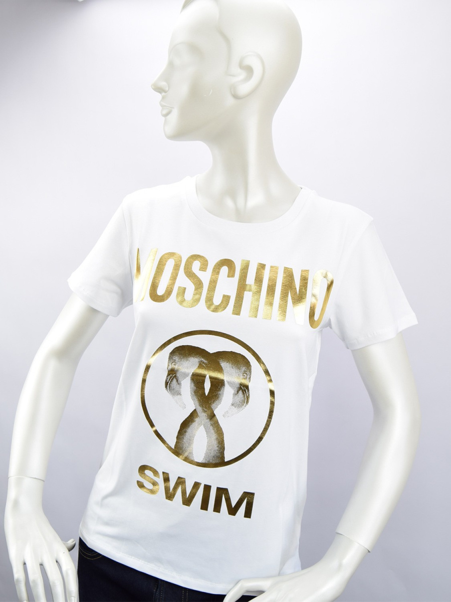 Moschino Swim T-shirt Donna Bianco/Oro
