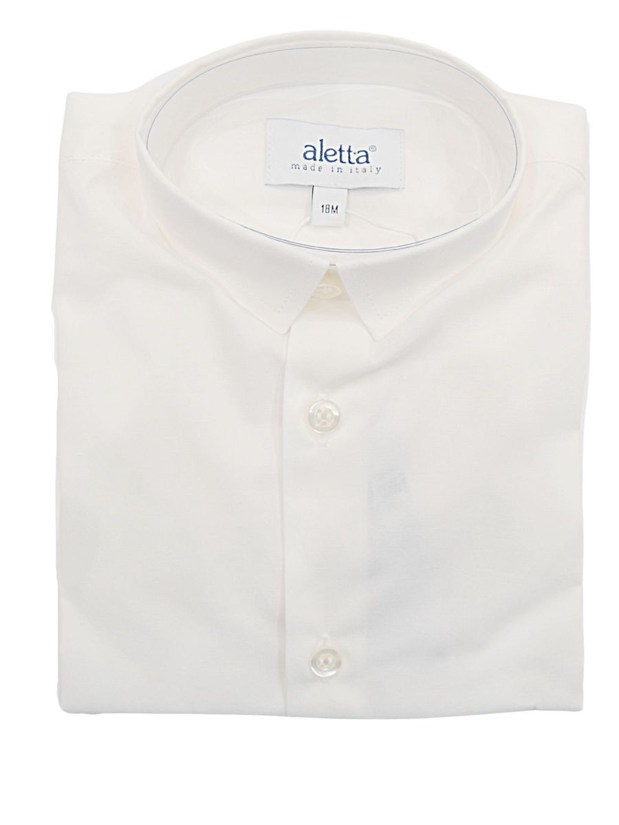 Aletta Abbigliamento Camicie Elegante Camicia Bianco Bimbo Cotone