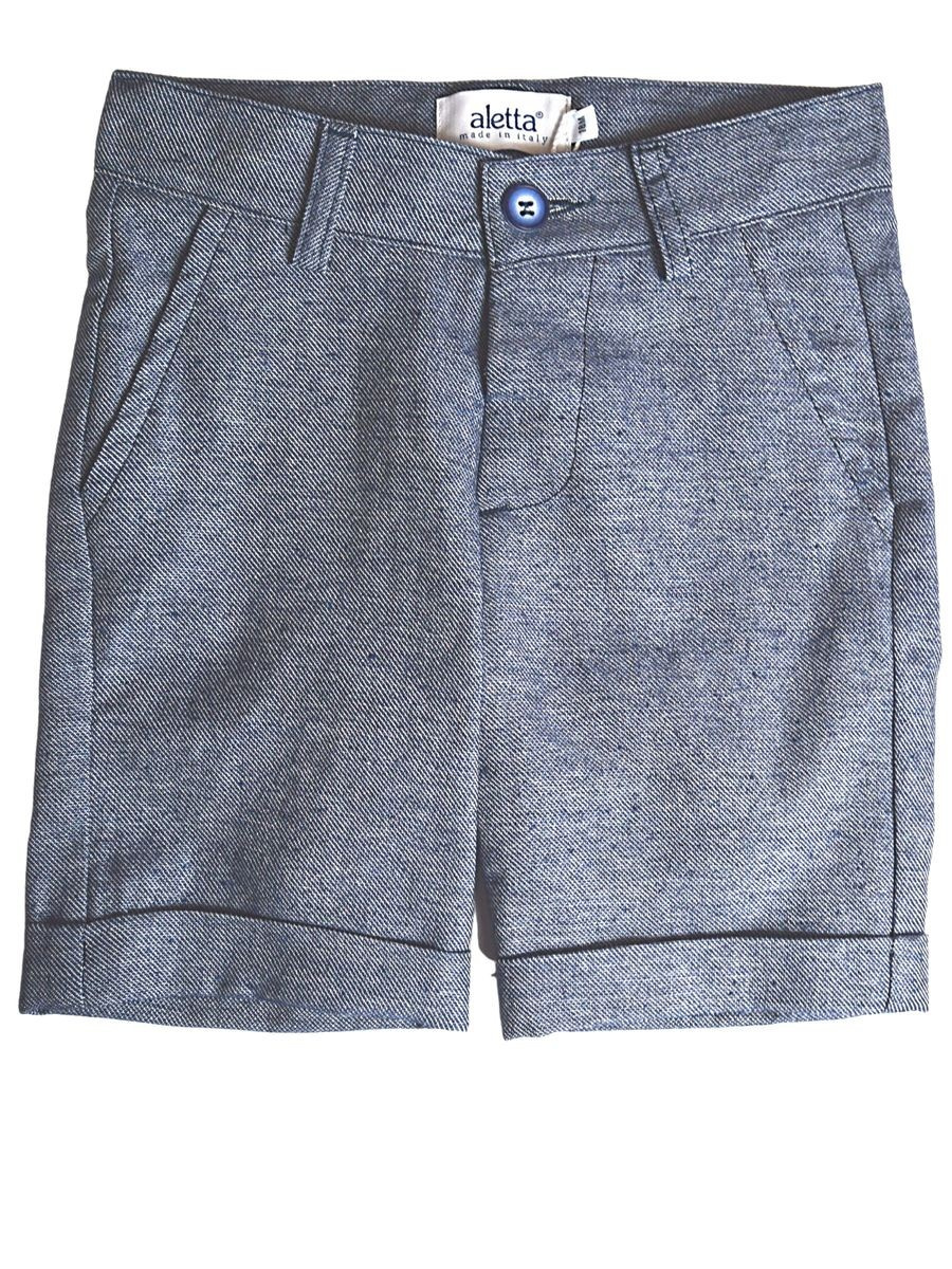 Aletta Abbigliamento Pantaloncini Casual Bermuda Blu Bimbo Lino
